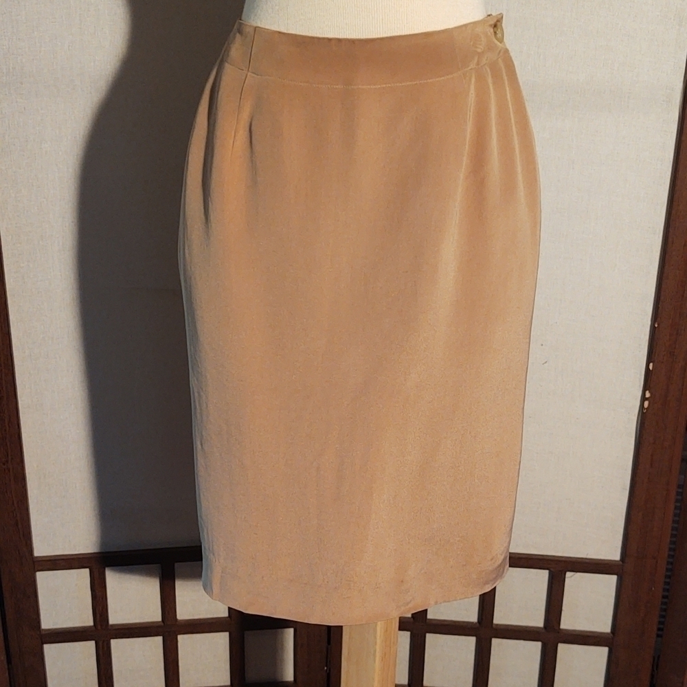 Jones New York Silk Tan Pencil Skirt Sz 4
